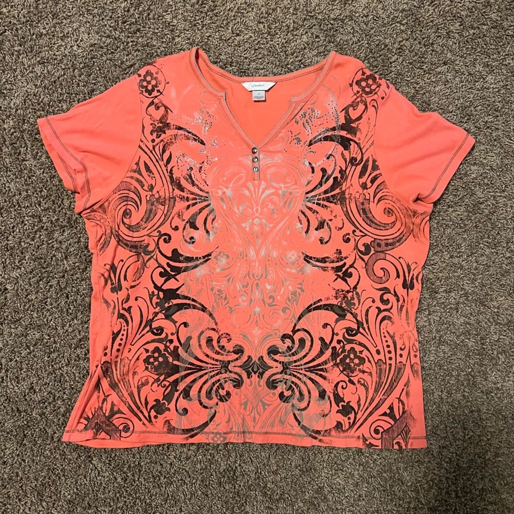 CJ Banks 2X Coral Designed Top